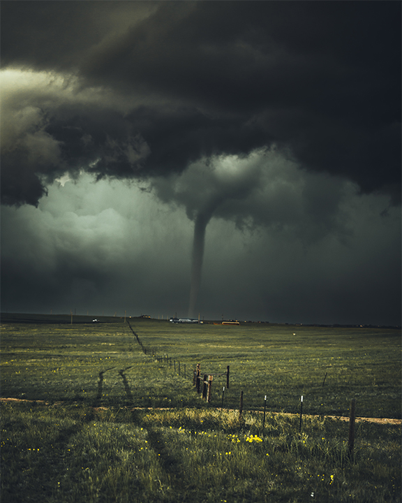 Tornado on open field